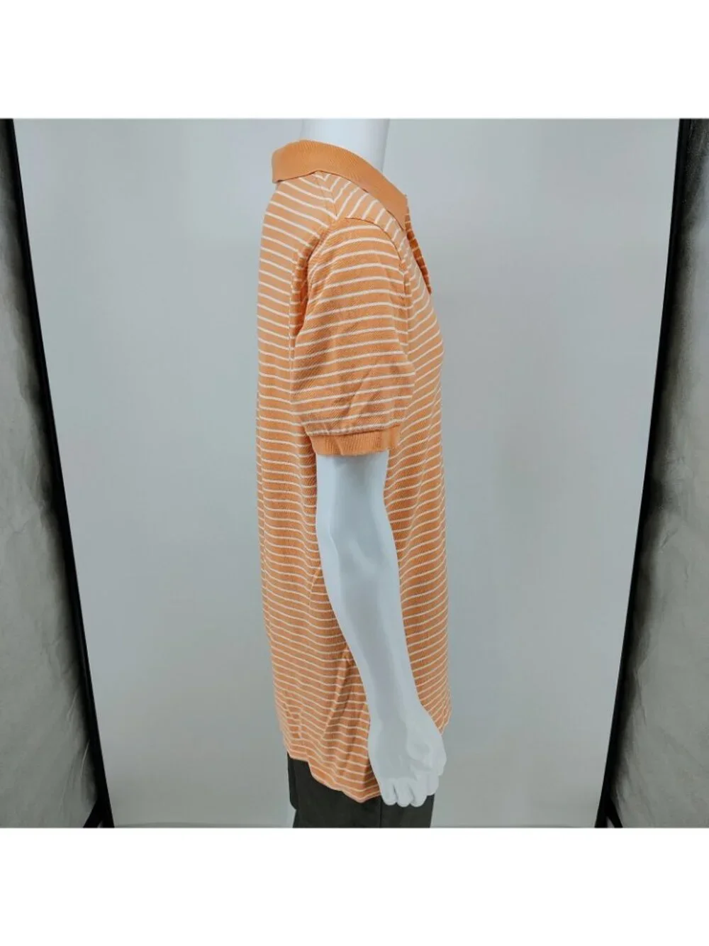 Polo by Ralph Lauren Orange Peach Striped Polo Blue Pony Logo (XL)